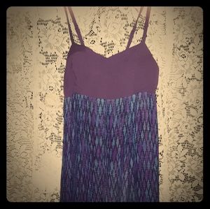 Purple and blue dress .